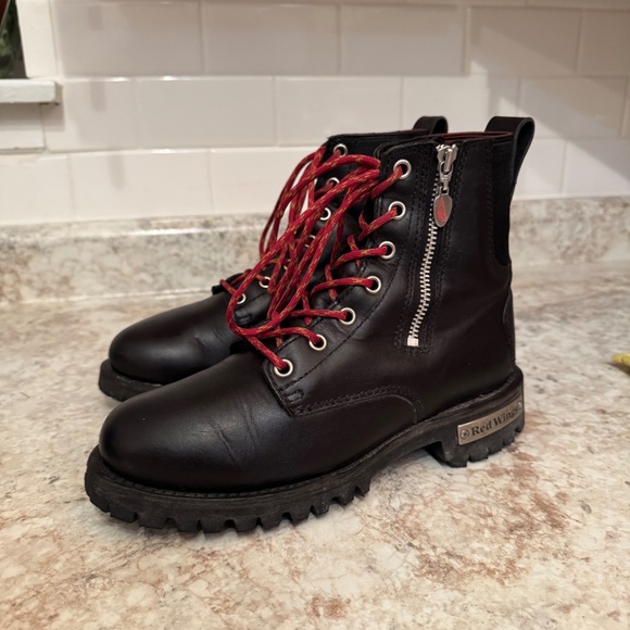 Red Wing 1668 Black Leather Moto Boots - Picture 2 of 6